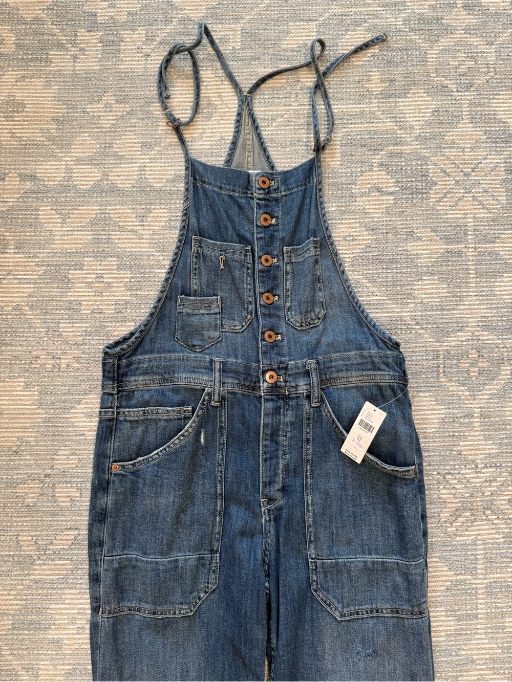 Anthropologie Faded Blue Denim Overalls with Adjustable Straps - Picture 2 of 5